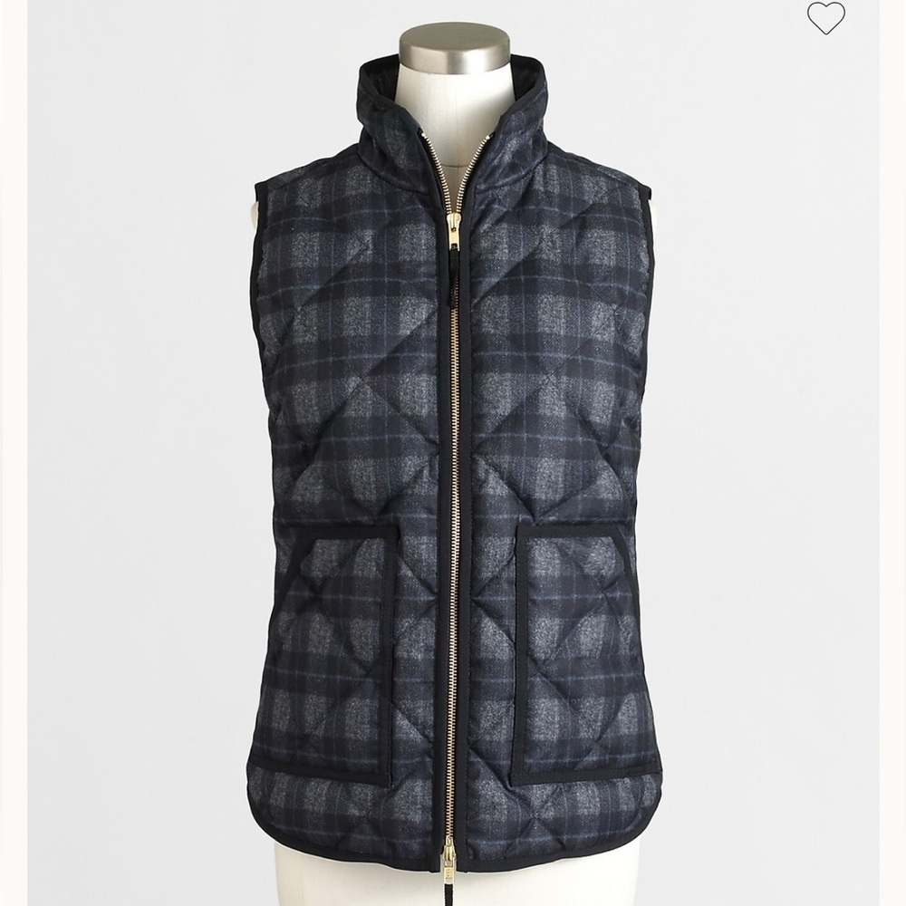 J. Crew Black And Grey Quilted Lightweight Vest NWOT